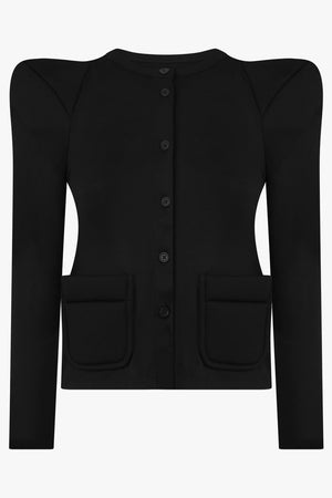 Foamy Shoulder Cardigan Jacket | Black