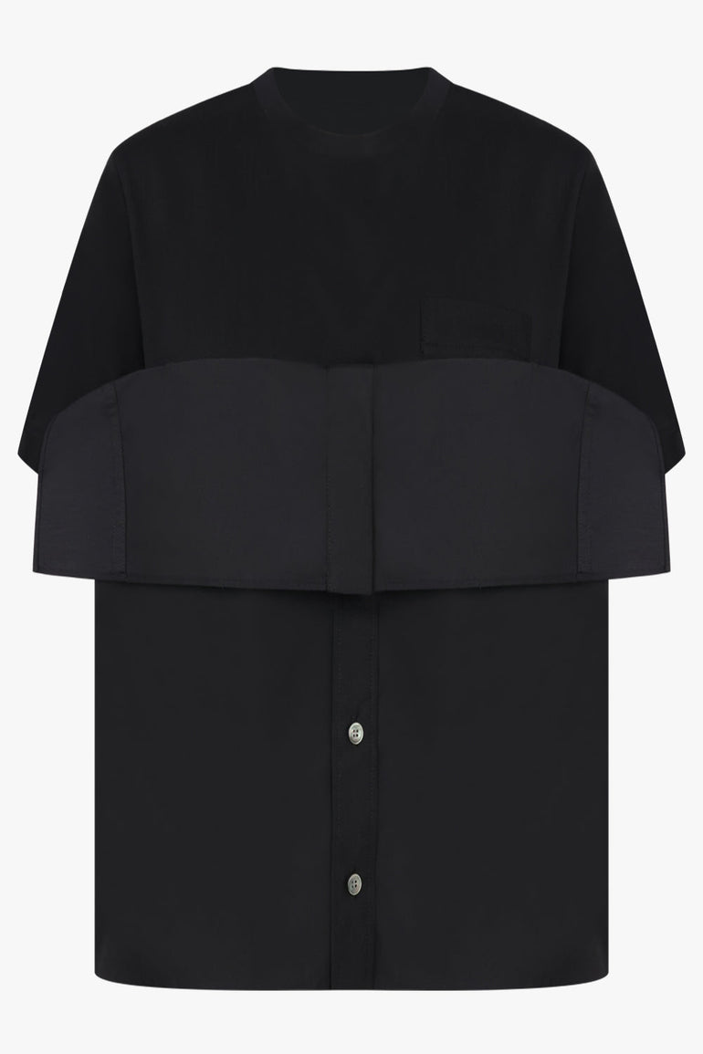 Sacai T-Shirt X Shirt Panel in Black