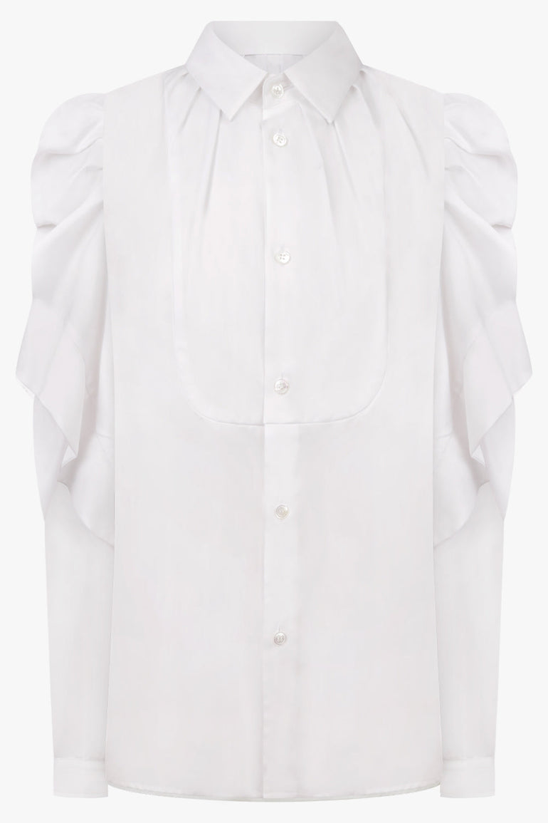 Noir Kei Ninomiya Gathered X Pleat Sleeve Shirt in White