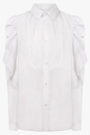 Noir Kei Ninomiya Gathered X Pleat Sleeve Shirt in White