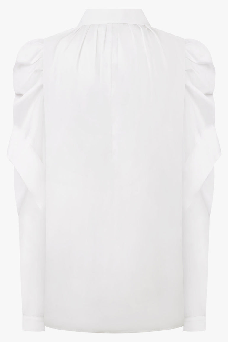 Noir Kei Ninomiya Gathered X Pleat Sleeve Shirt in White