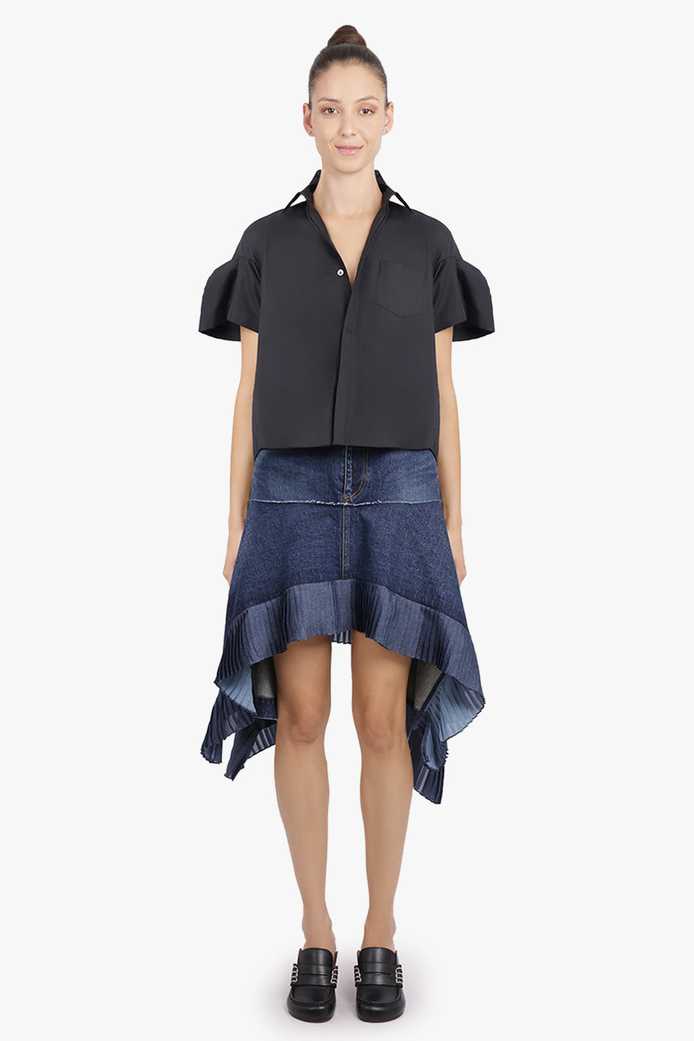 SACAI RTW S/S Shirt With Puff Sleeves | Black