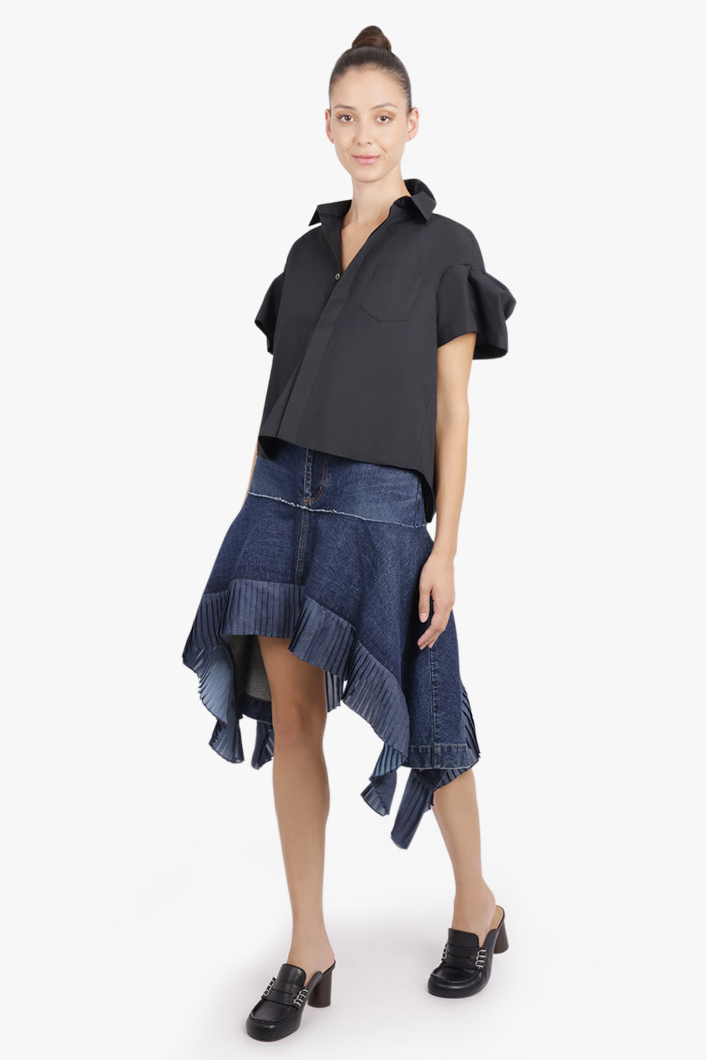 SACAI RTW S/S Shirt With Puff Sleeves | Black