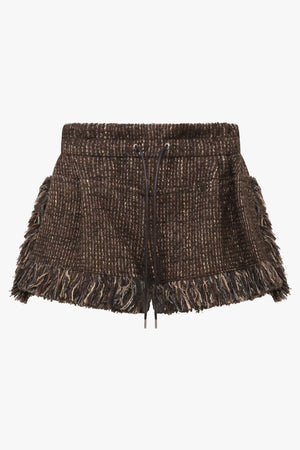 Tweed Fringe Short | Brown