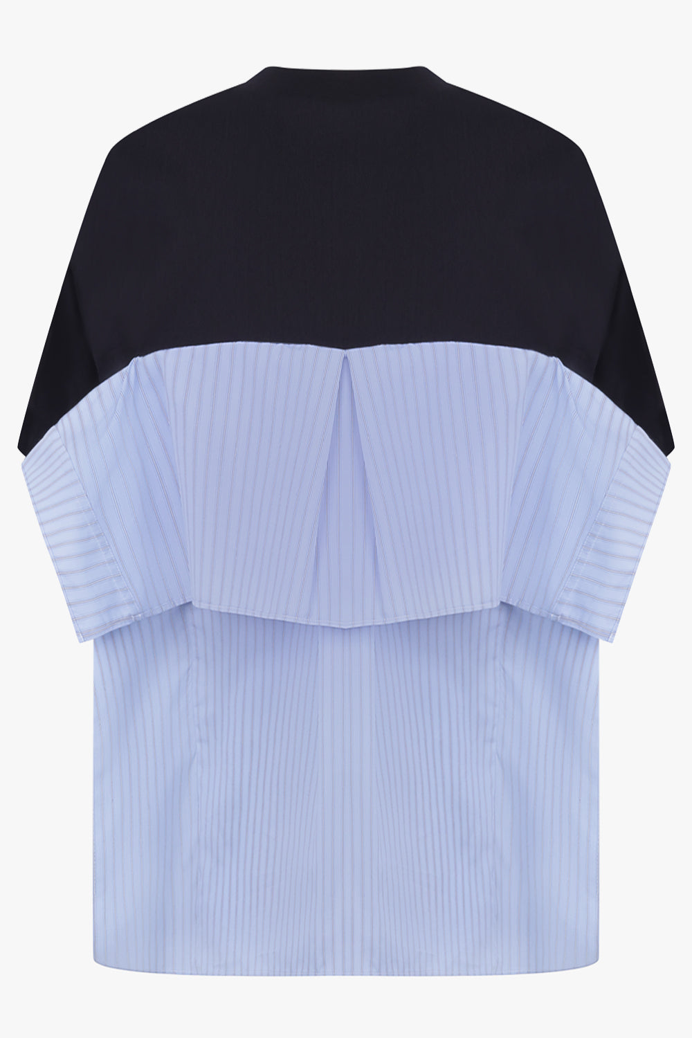 Sacai T-Shirt X Stripe Shirt Panel in Navy/Light Blue