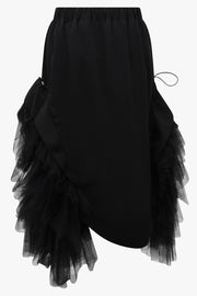 Noir Kei Ninomiya Asymmetric Tulle Ruffle Skirt in Black