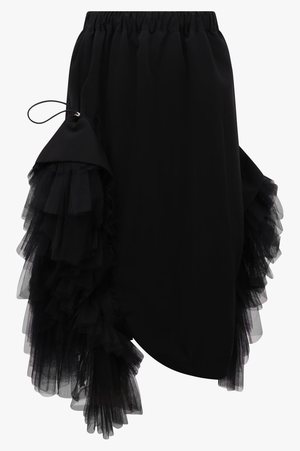 Noir Kei Ninomiya Asymmetric Tulle Ruffle Skirt in Black