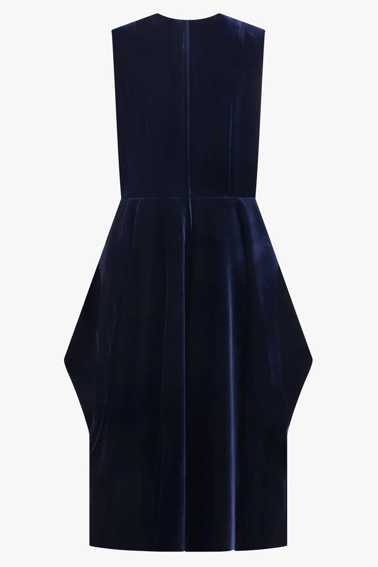 COMME DES GARCONS RTW Velvet Pinafore Jumpsuit With Balloon Leg | Navy