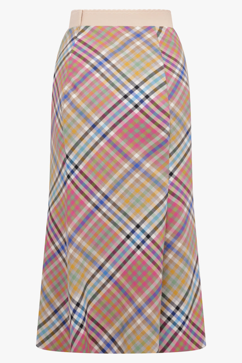 VIVIENNE WESTWOOD RTW Heather Check Vase Ensemble Midi Skirt | Multi