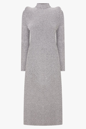 MELITTA BAUMEISTER RTW Circle Shoulder Glitter Dress | Silver