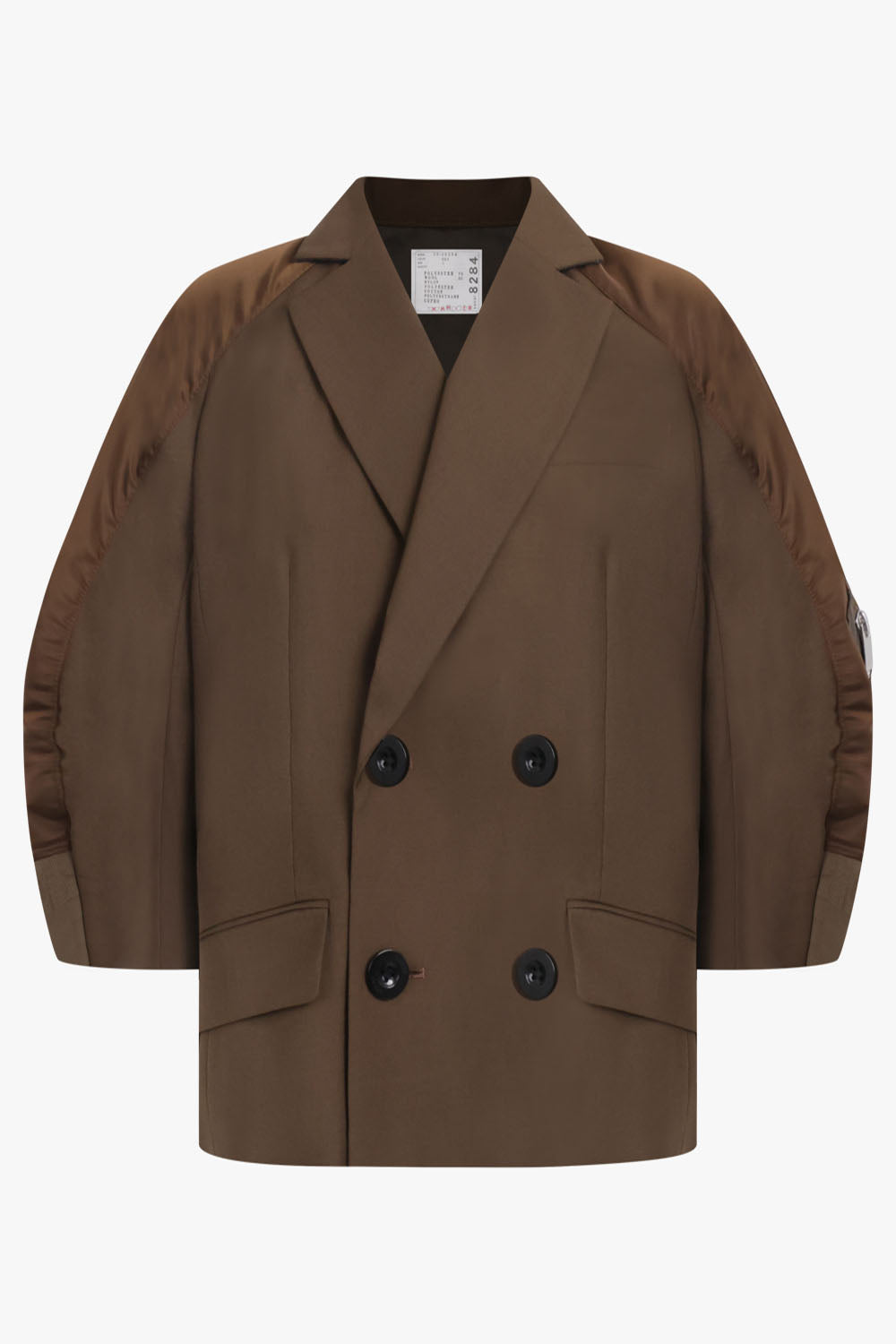 SACAI RTW Suiting X Twill Oversize Double Breast Jacket | Brown