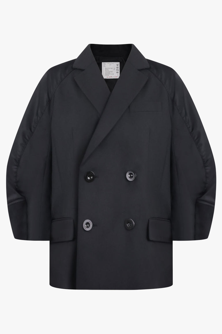 SACAI RTW Suiting X Twill Oversize Double Breast Jacket | Black