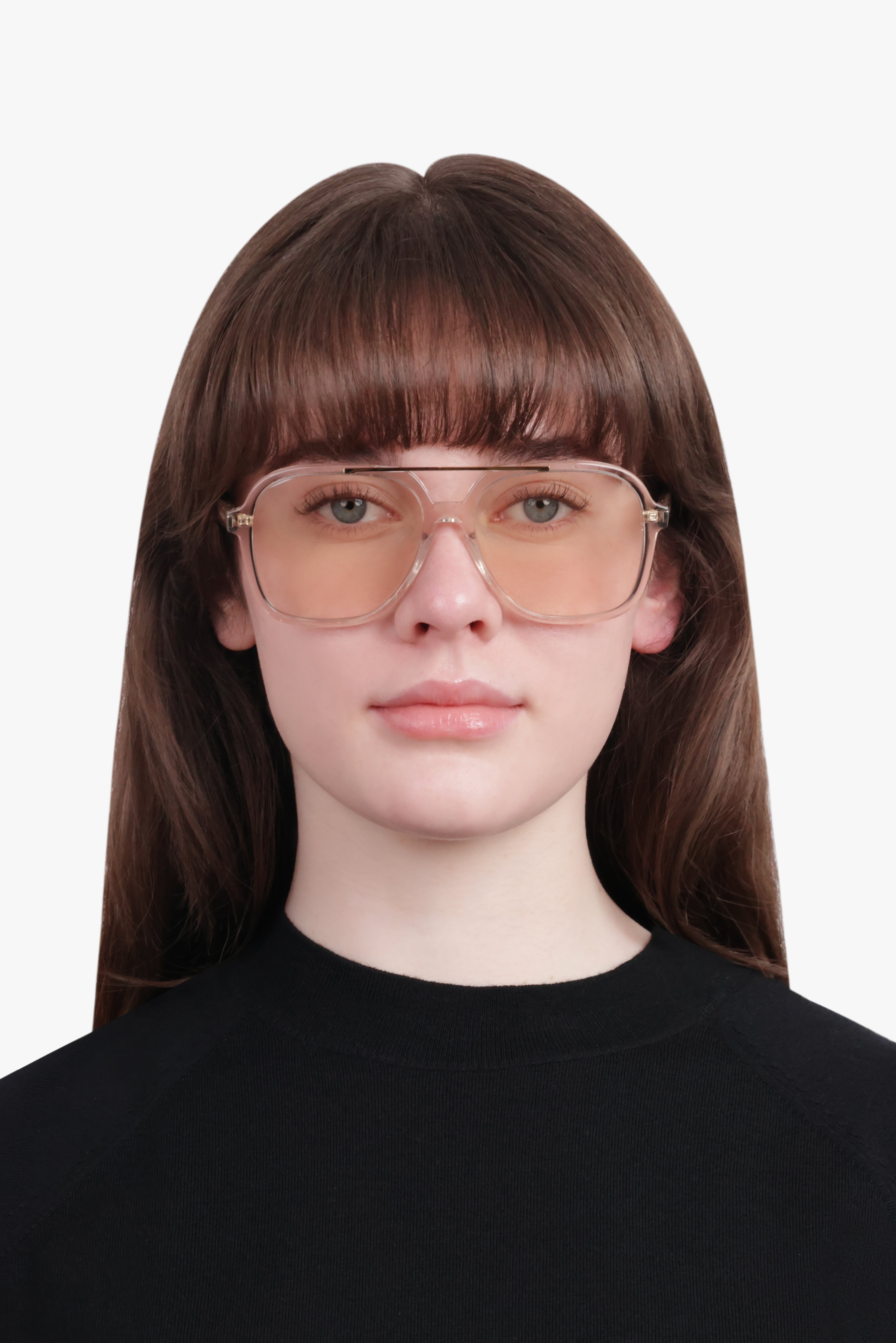 SAINT LAURENT ACCESSORIES YELLOW / Light Yellow SL 545 Round Aviator Sunglasses | Light Yellow