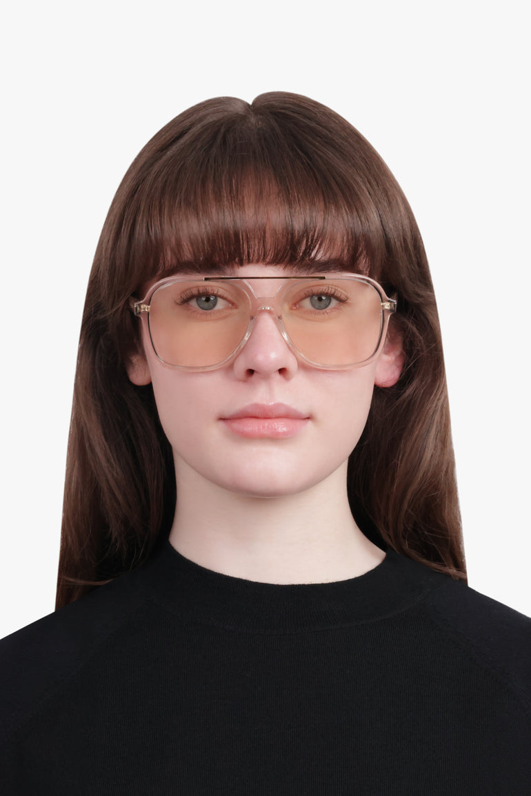 SAINT LAURENT ACCESSORIES YELLOW / Light Yellow SL 545 Round Aviator Sunglasses | Light Yellow