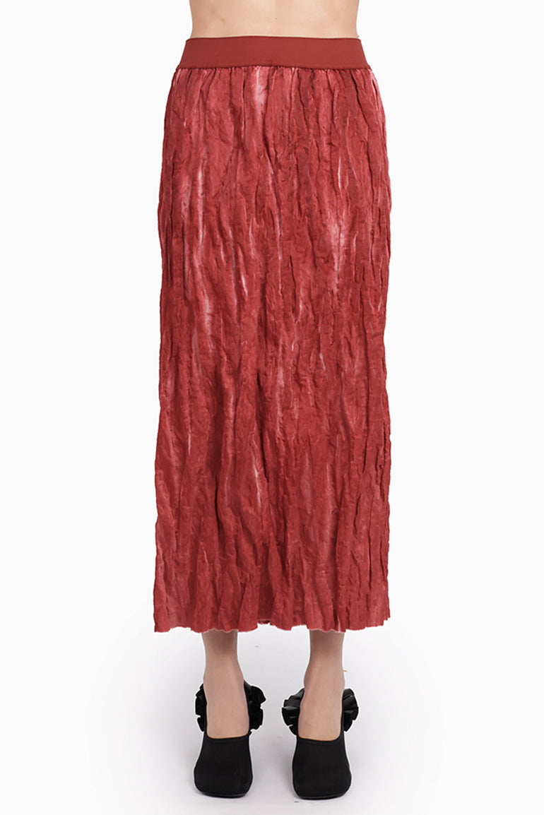 UMA WANG RTW Goop Relaxed Pleat Midi Skirt | Red