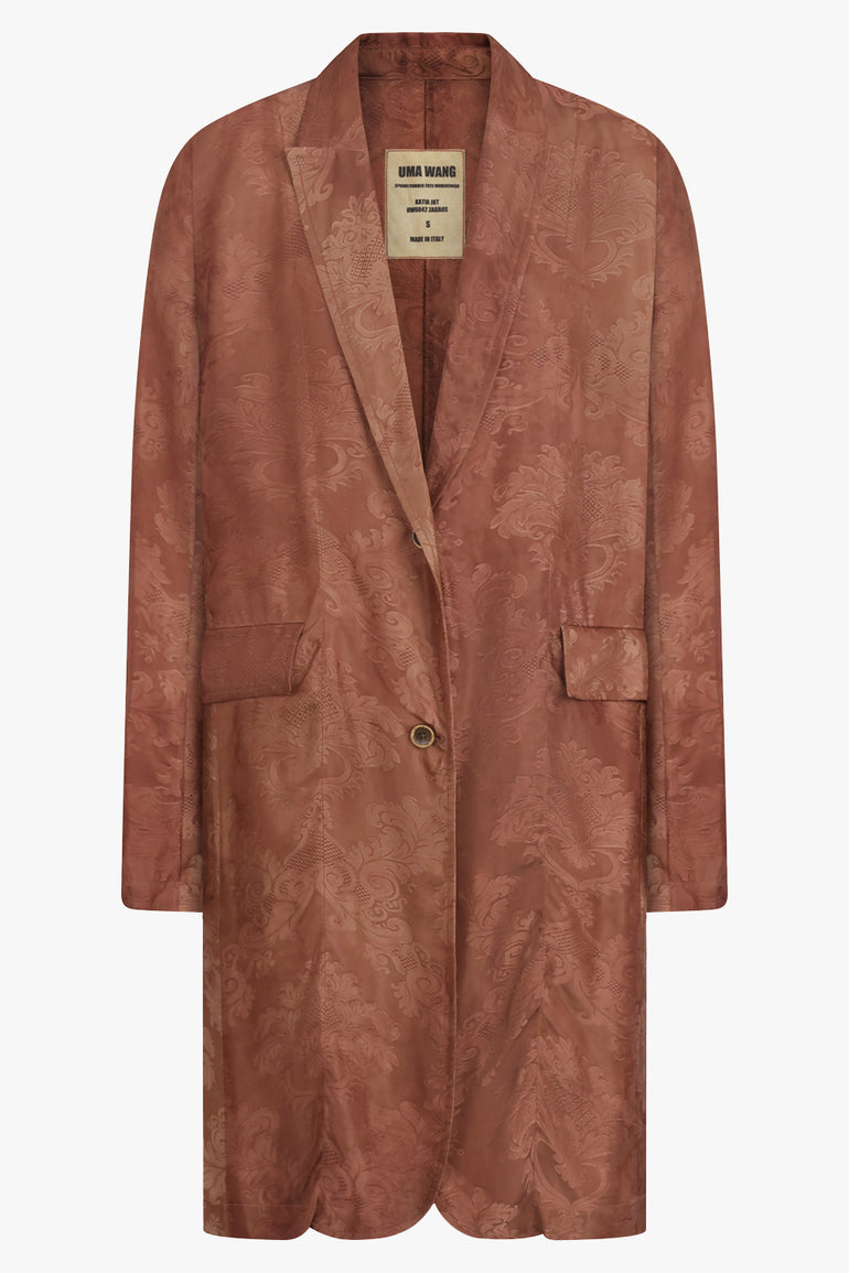 UMA WANG RTW Katia Jacquard Print Longline Relaxed Jacket | Dark Rose