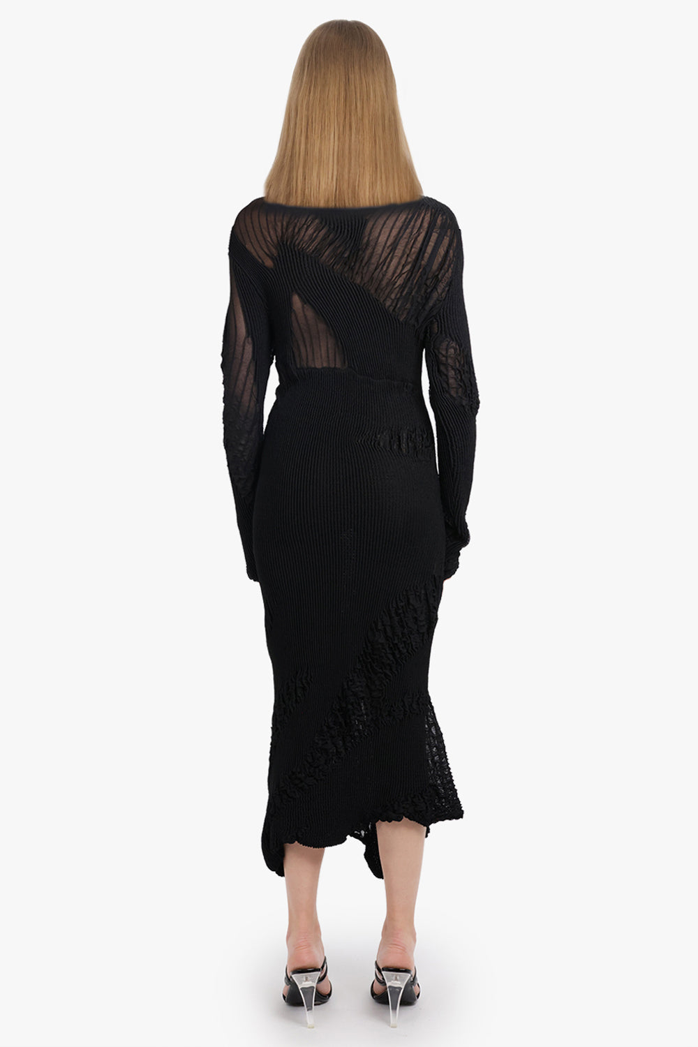 AZ FACTORY RTW X Ester Manas Ruched Knit Panel Dress | Black