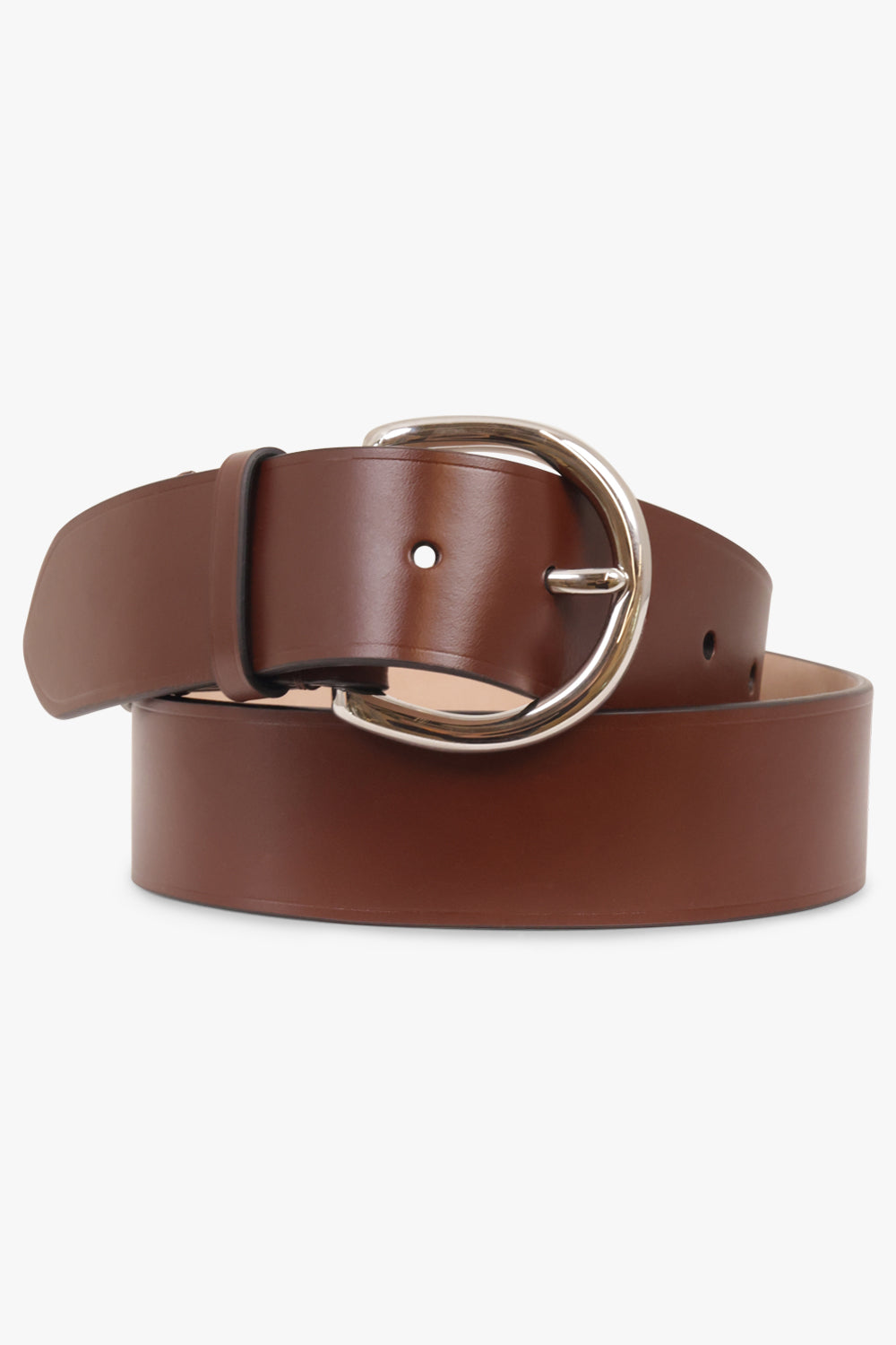 PHOEBE PHILO BELTS Round Buckle Belt 40mm | Cognac/Silver