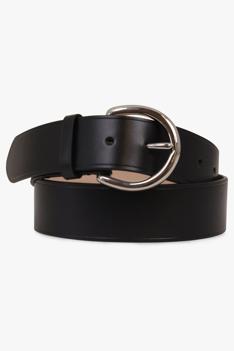 PHOEBE PHILO BELTS Round Buckle Belt 40mm | Black/Silver