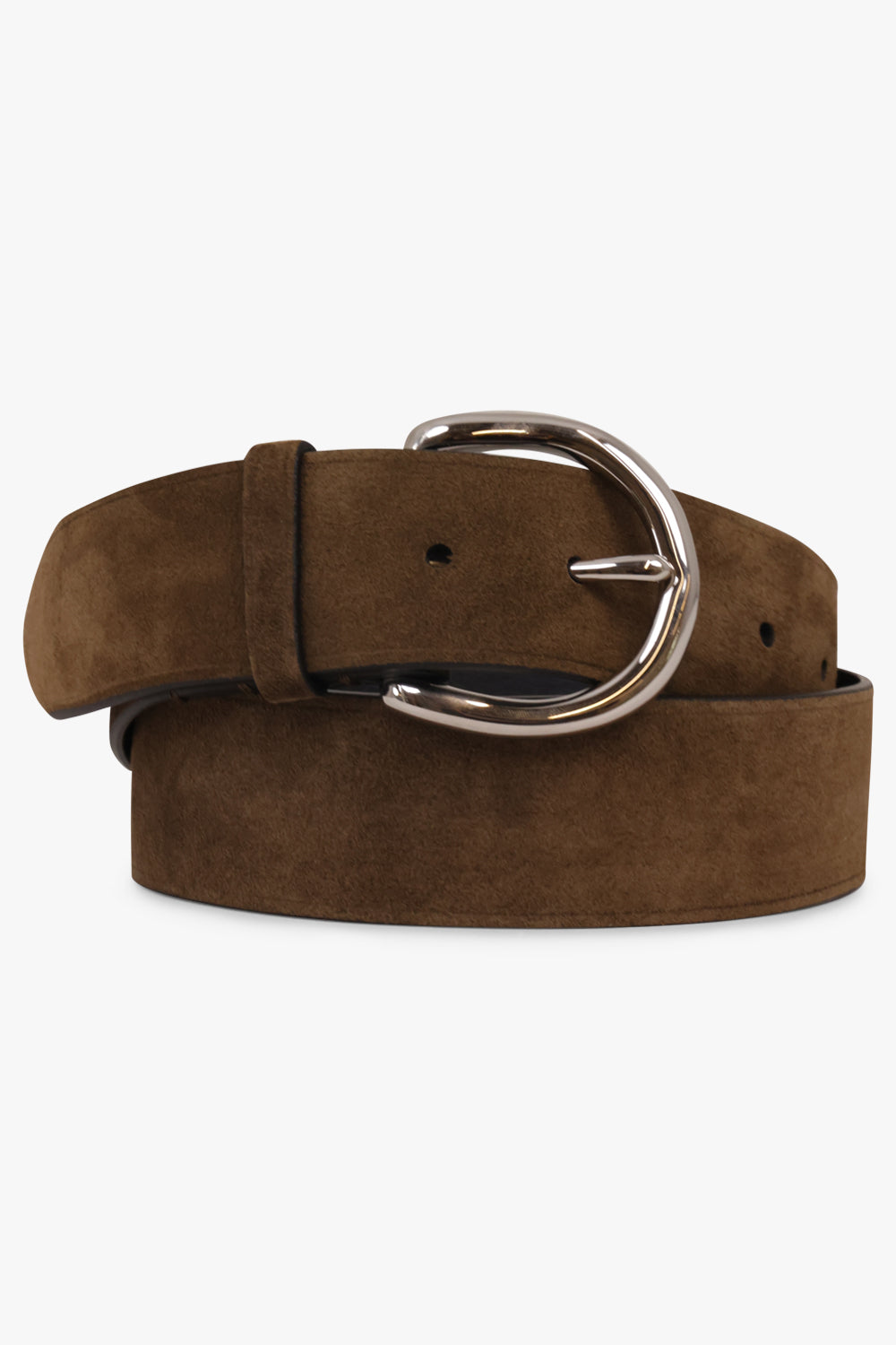 PHOEBE PHILO BELTS Round Buckle Suede Belt 40mm | Army/Silver
