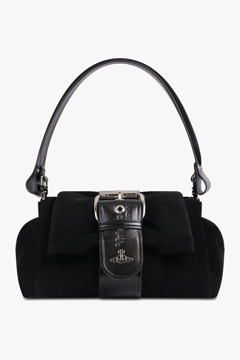 VIVIENNE WESTWOOD BAGS BLACK / Black Hazel Suede Treasure Handbag | Black