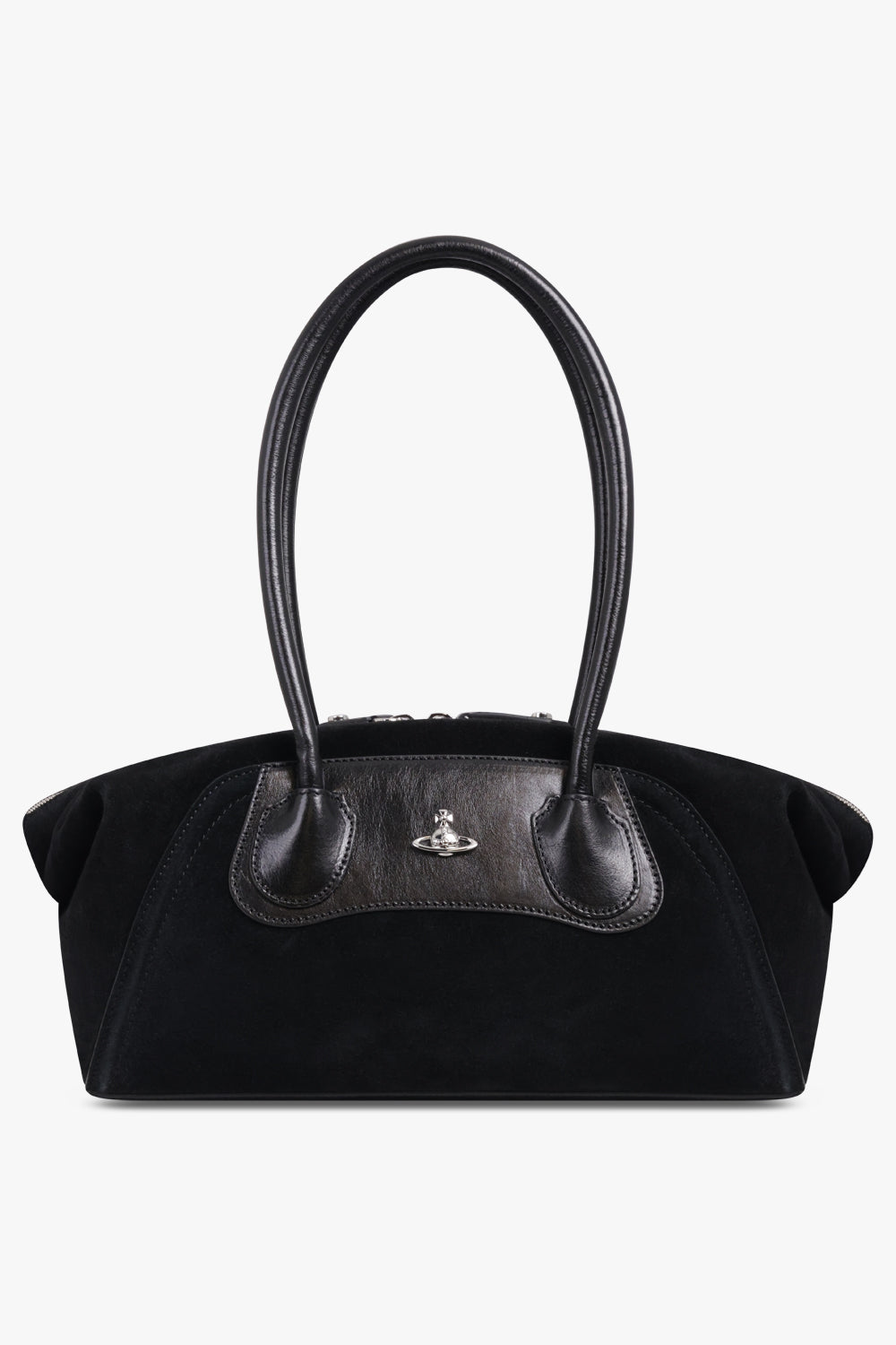 VIVIENNE WESTWOOD BAGS BLACK / Black Small Shirley Suede Holdall Tote Bag | Black