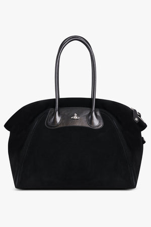 VIVIENNE WESTWOOD BAGS BLACK / Black Shirley Suede Holdall Tote Bag | Black
