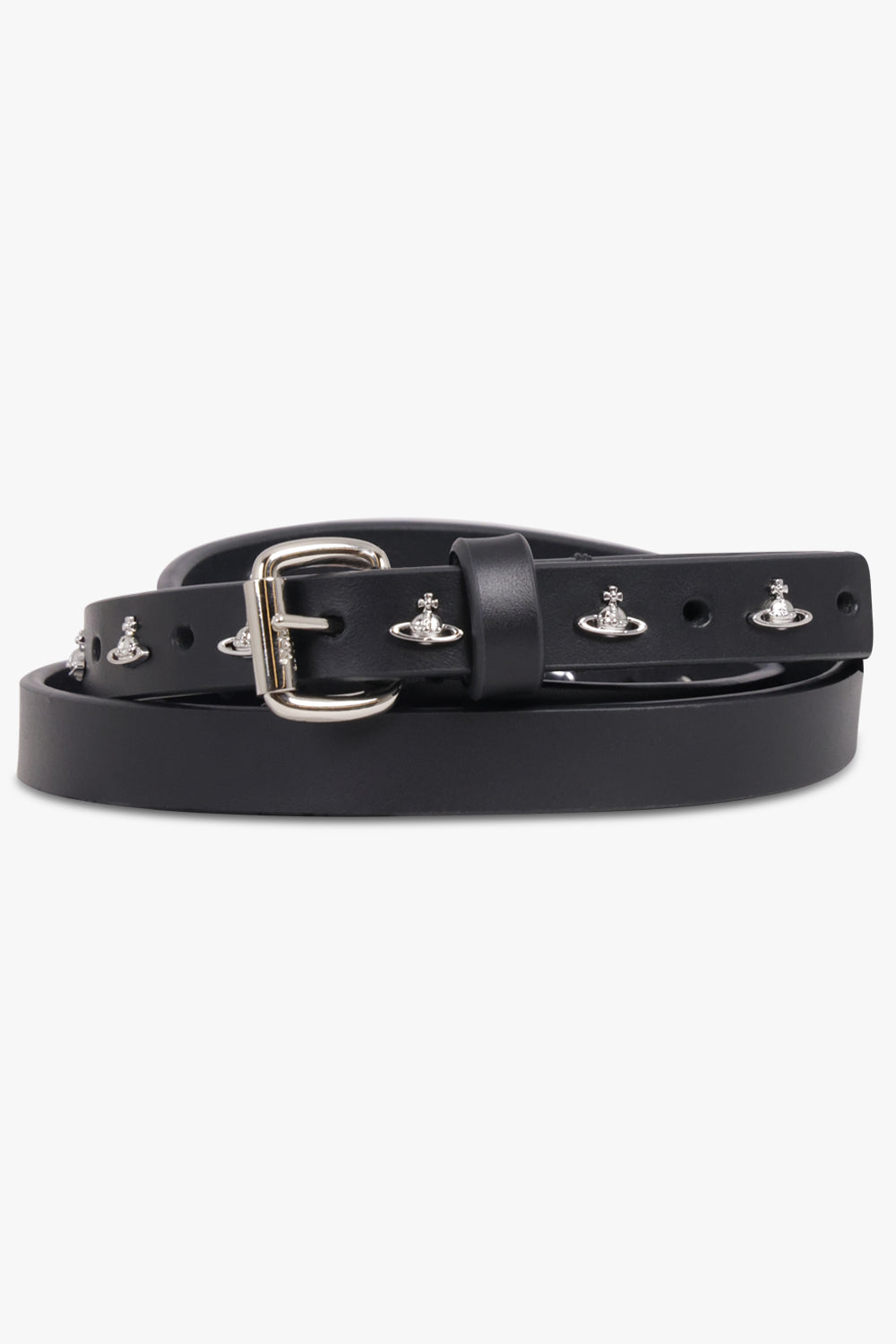 VIVIENNE WESTWOOD ACCESSORIES BLACK / Black/Silver Mini Alex Orb Stud Belt | Black/Silver