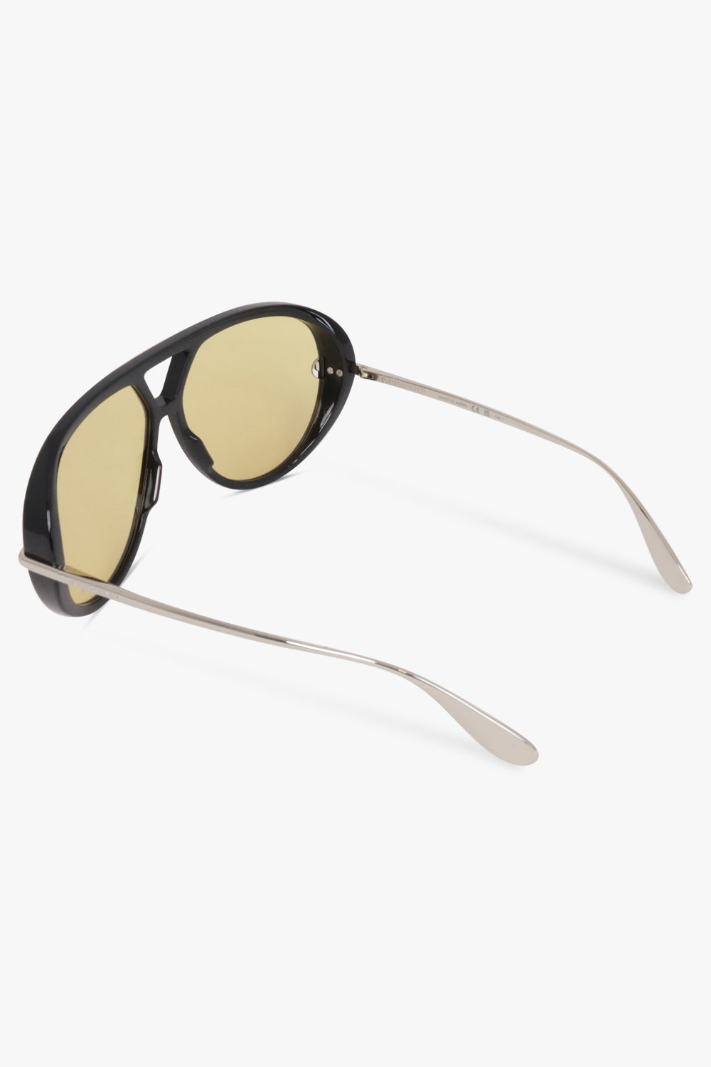 BOTTEGA VENETA SUNGLASSES BLACK / Black/Yellow/Silver BV1274S Aviator Sunglasses | Black/Yellow/Silver