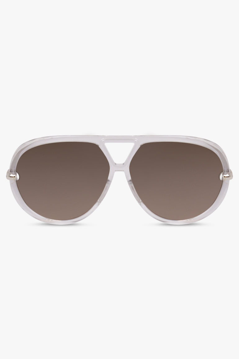 BOTTEGA VENETA SUNGLASSES BROWN / Brown/Silver BV1273S Drop Aviator Sunglasses | Brown/Silver
