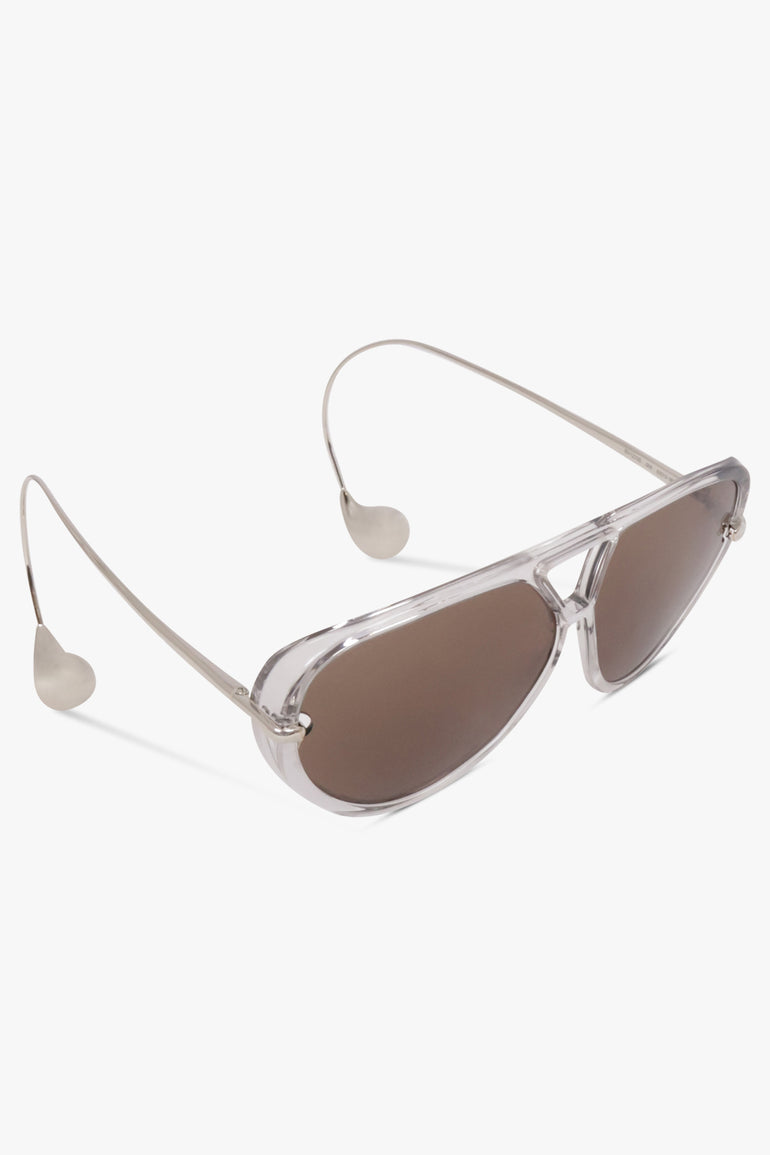 BOTTEGA VENETA SUNGLASSES BROWN / Brown/Silver BV1273S Drop Aviator Sunglasses | Brown/Silver
