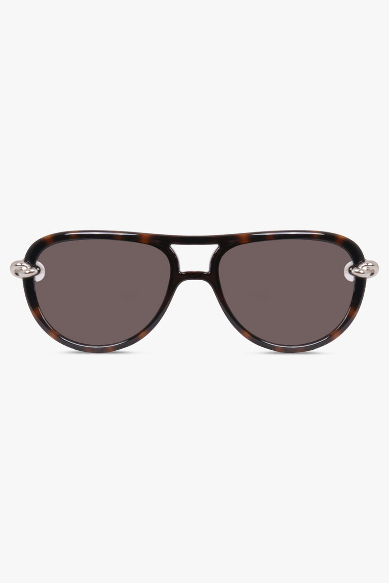 BOTTEGA VENETA SUNGLASSES BROWN / Brown/Silver BV1418S Knot Sunglasses | Havana/Silver