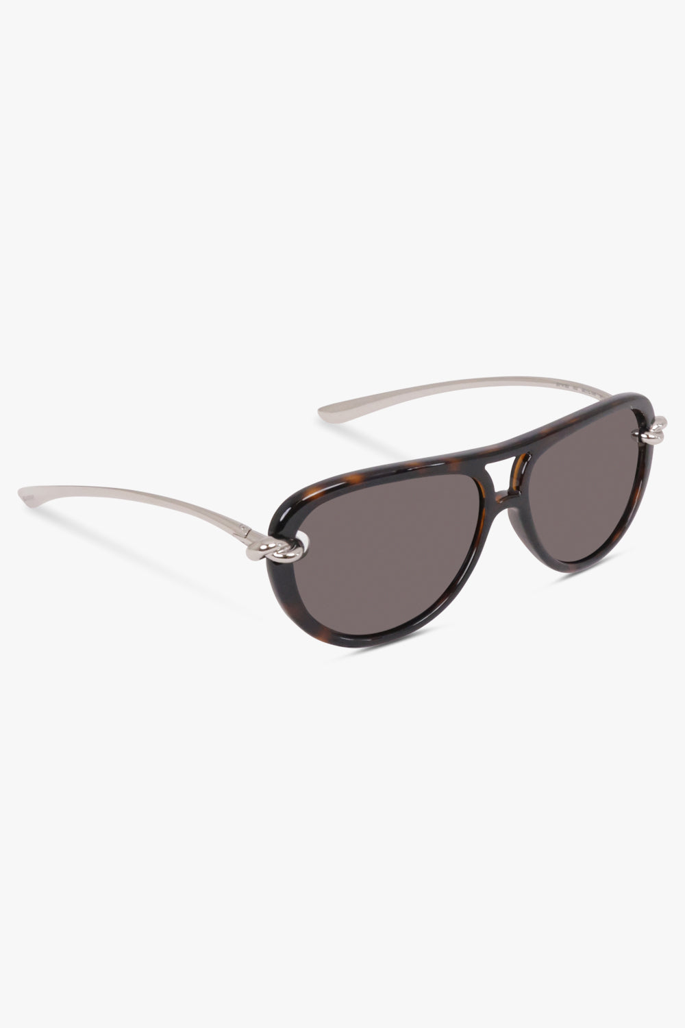 BOTTEGA VENETA SUNGLASSES BROWN / Brown/Silver BV1418S Knot Sunglasses | Havana/Silver