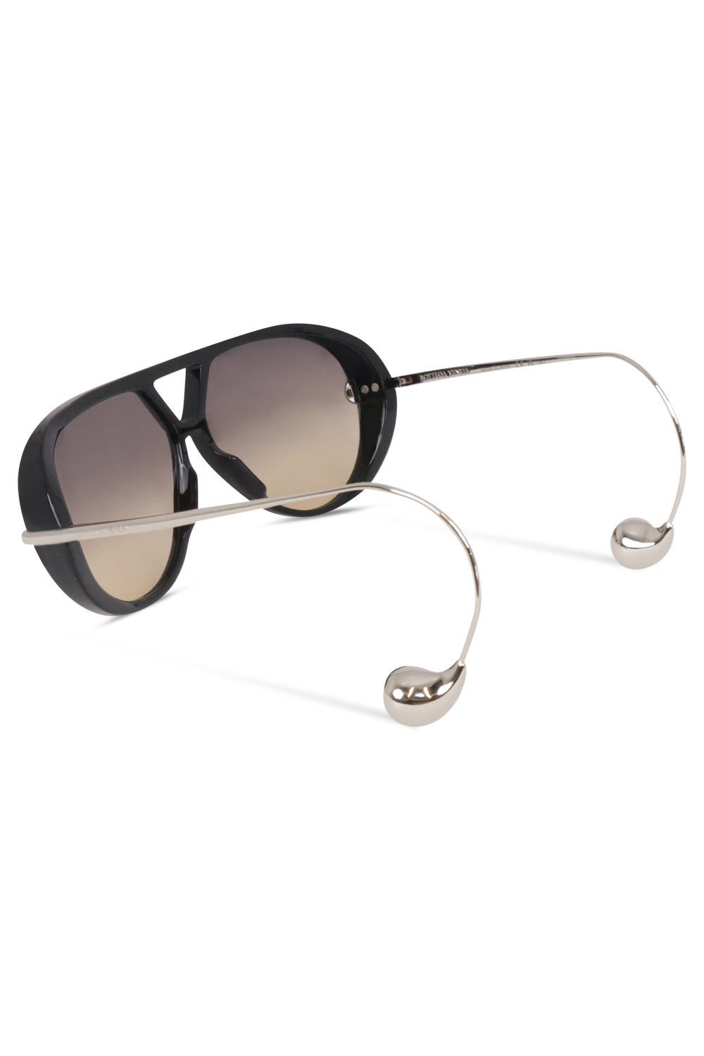 BOTTEGA VENETA SUNGLASSES BLACK / Black/Silver BV1273S Drop Aviator Sunglasses | Black/Silver