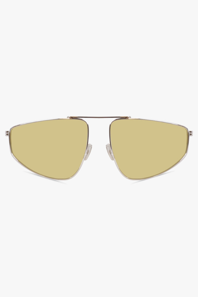 BOTTEGA VENETA SUNGLASSES YELLOW / Silver/Yellow BV1466S Metal Sunglasses | Silver/Yellow