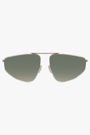 BOTTEGA VENETA SUNGLASSES GREEN / Silver/Green BV1466S Metal Sunglasses | Silver/Green