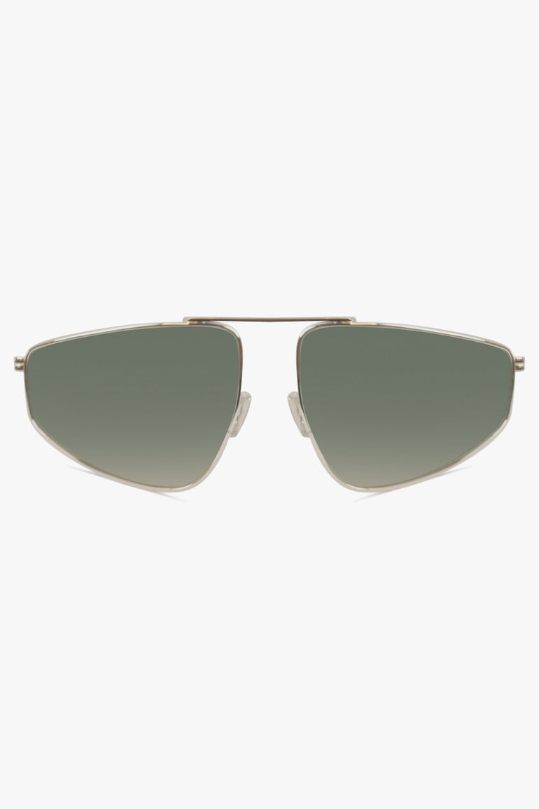 BOTTEGA VENETA SUNGLASSES GREEN / Silver/Green BV1466S Metal Sunglasses | Silver/Green