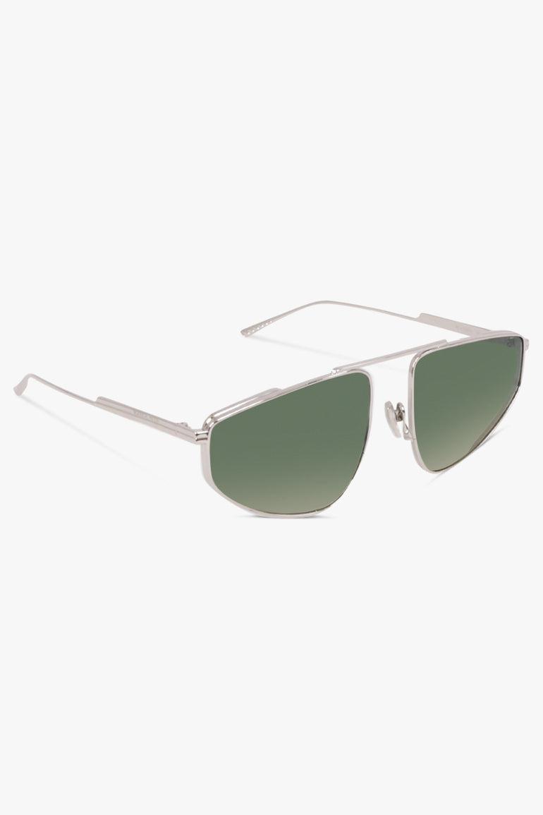 BOTTEGA VENETA SUNGLASSES GREEN / Silver/Green BV1466S Metal Sunglasses | Silver/Green