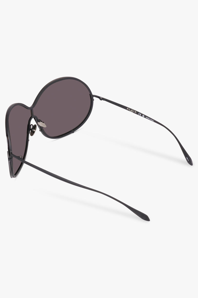 ALAIA SUNGLASSES BLACK / Black AA0100S Round Shield Sunglasses | Black
