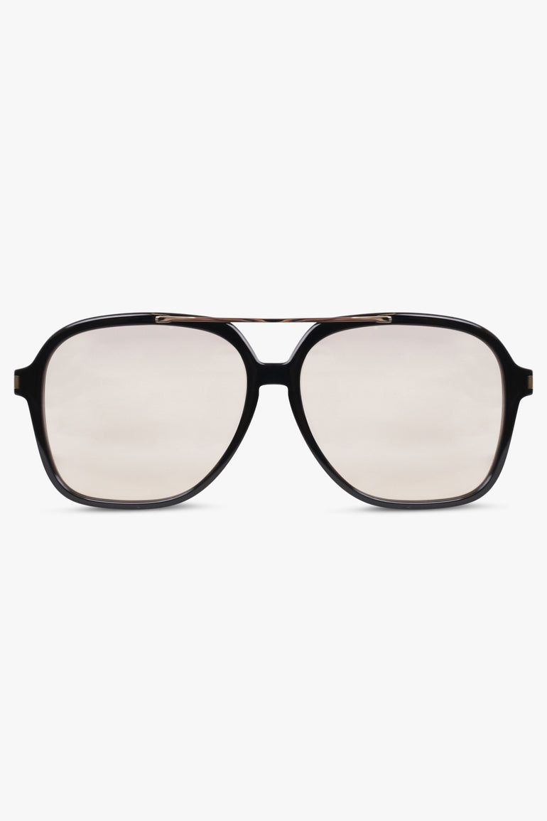 SAINT LAURENT SUNGLASSES BLACK / Black/Clear SL 545 Square Sunglasses | Black/Clear