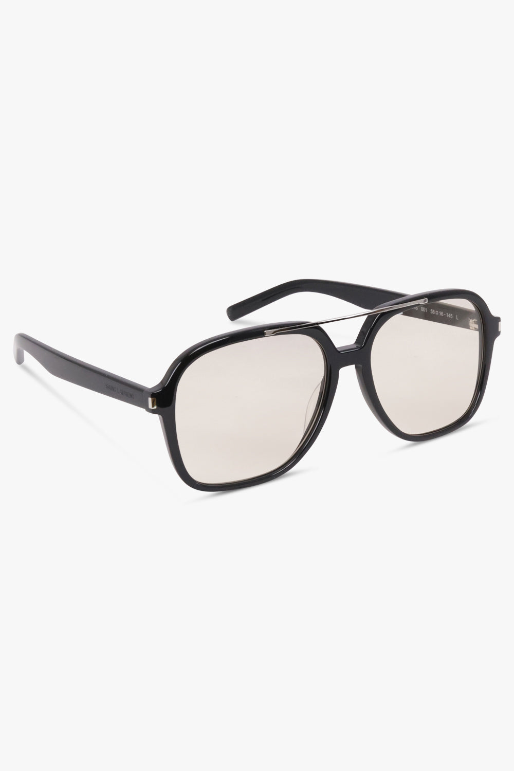 SAINT LAURENT SUNGLASSES BLACK / Black/Clear SL 545 Square Sunglasses | Black/Clear
