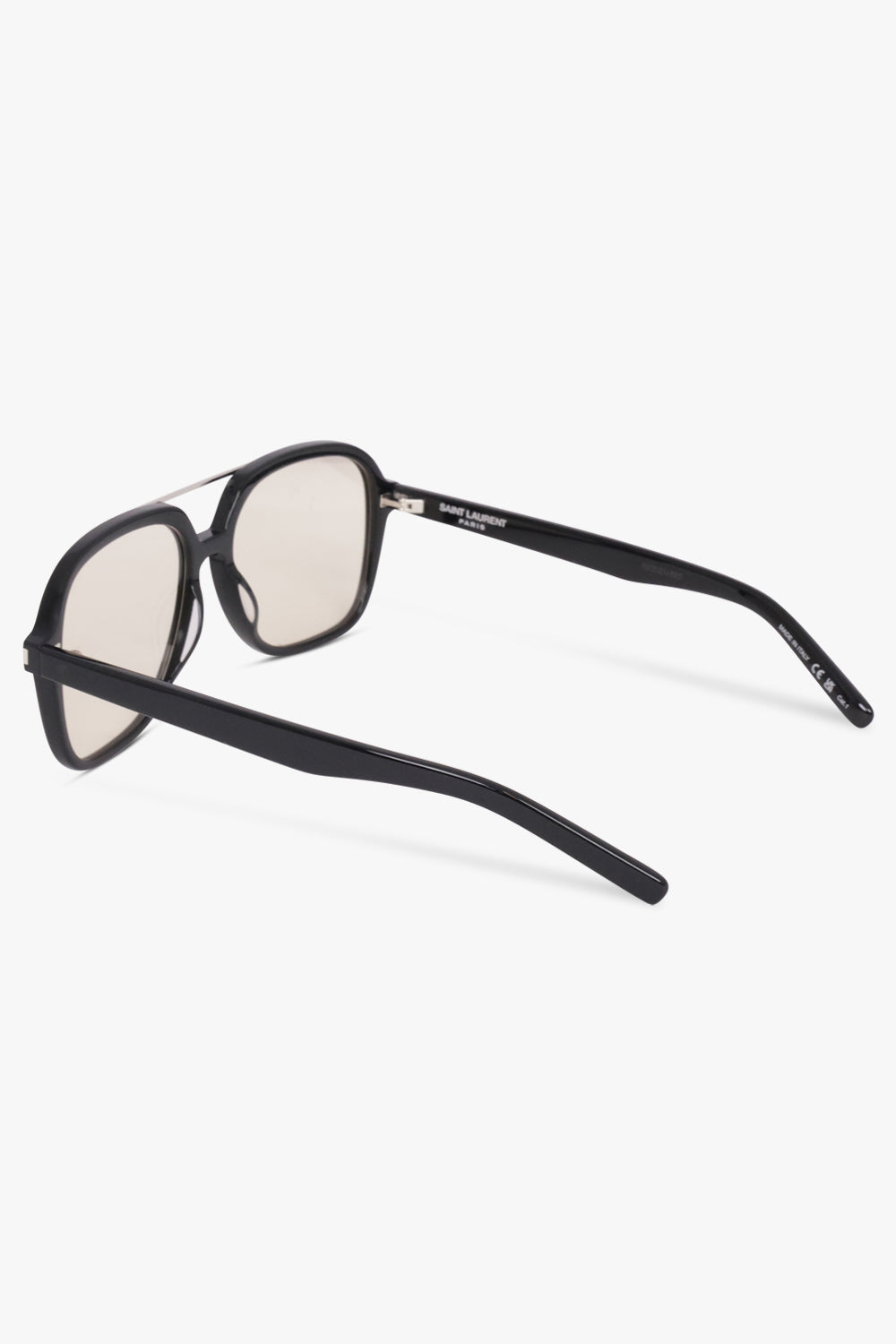 SAINT LAURENT SUNGLASSES BLACK / Black/Clear SL 545 Square Sunglasses | Black/Clear