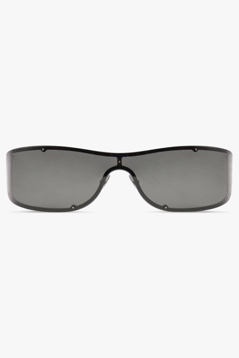 SAINT LAURENT SUNGLASSES BLACK / Silver/Black SL 807 Shield Sunglasses | Silver/Black