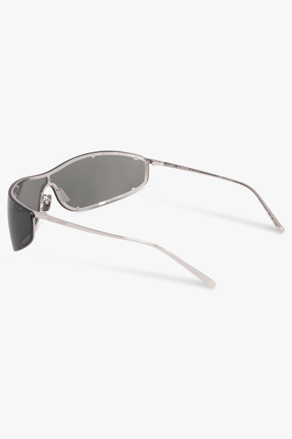 SAINT LAURENT SUNGLASSES BLACK / Silver/Black SL 807 Shield Sunglasses | Silver/Black