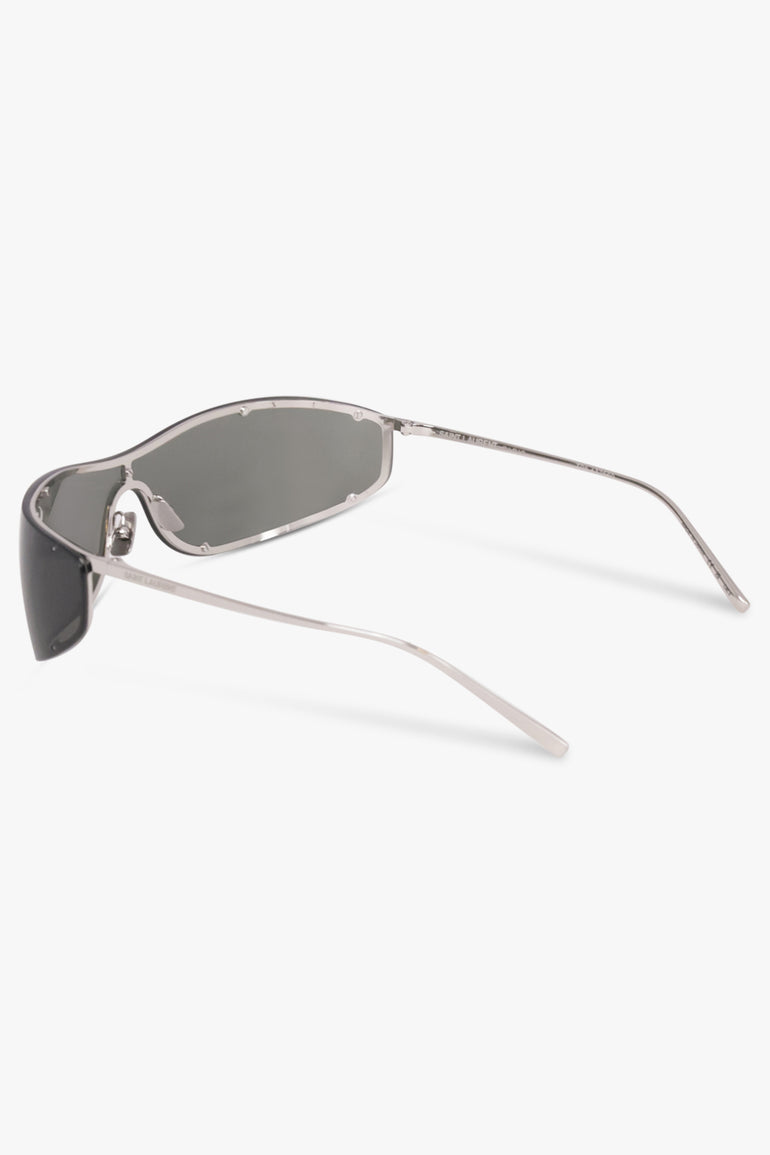 SAINT LAURENT SUNGLASSES BLACK / Silver/Black SL 807 Shield Sunglasses | Silver/Black
