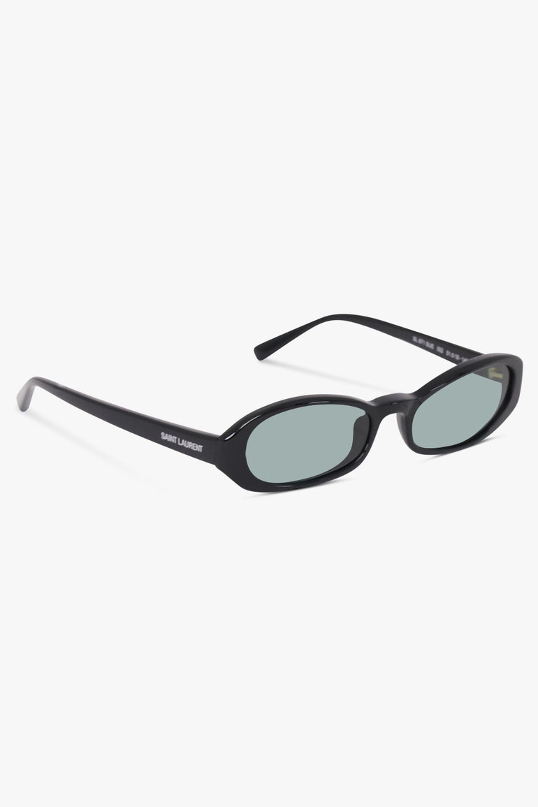 SAINT LAURENT SUNGLASSES BLACK / Black/Blue SL 871 Round Sunglasses | Black/Blue