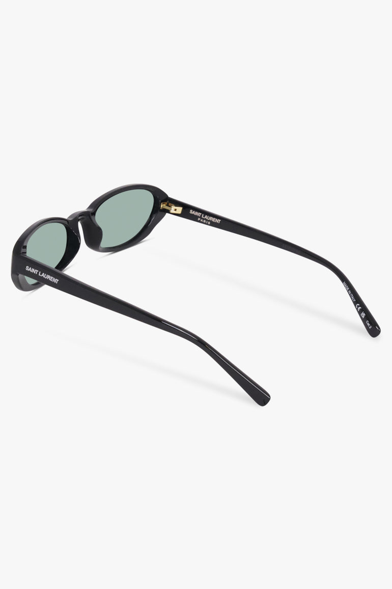 SAINT LAURENT SUNGLASSES BLACK / Black/Blue SL 871 Round Sunglasses | Black/Blue
