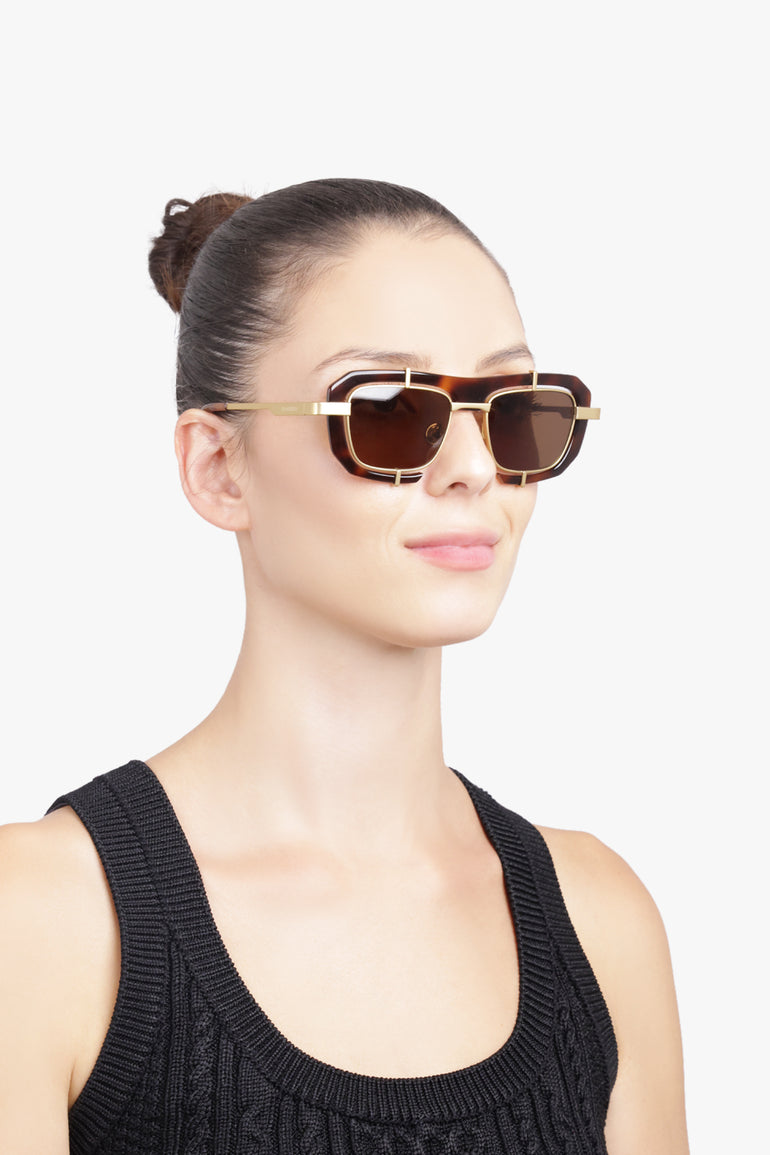 JW ANDERSON SUNGLASSES BROWN / Havana JWA03 Geometric Sunglasses | Havana