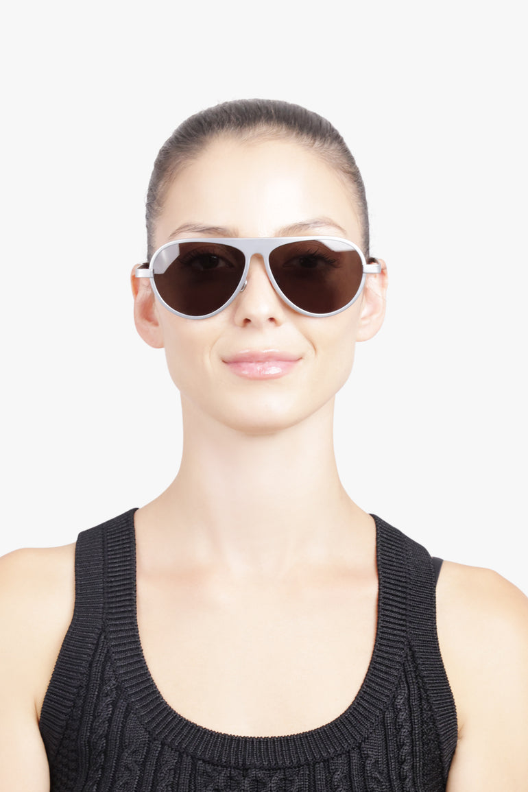 JW ANDERSON SUNGLASSES SILVER / Silver JWA05 Aviator Sunglasses | Silver