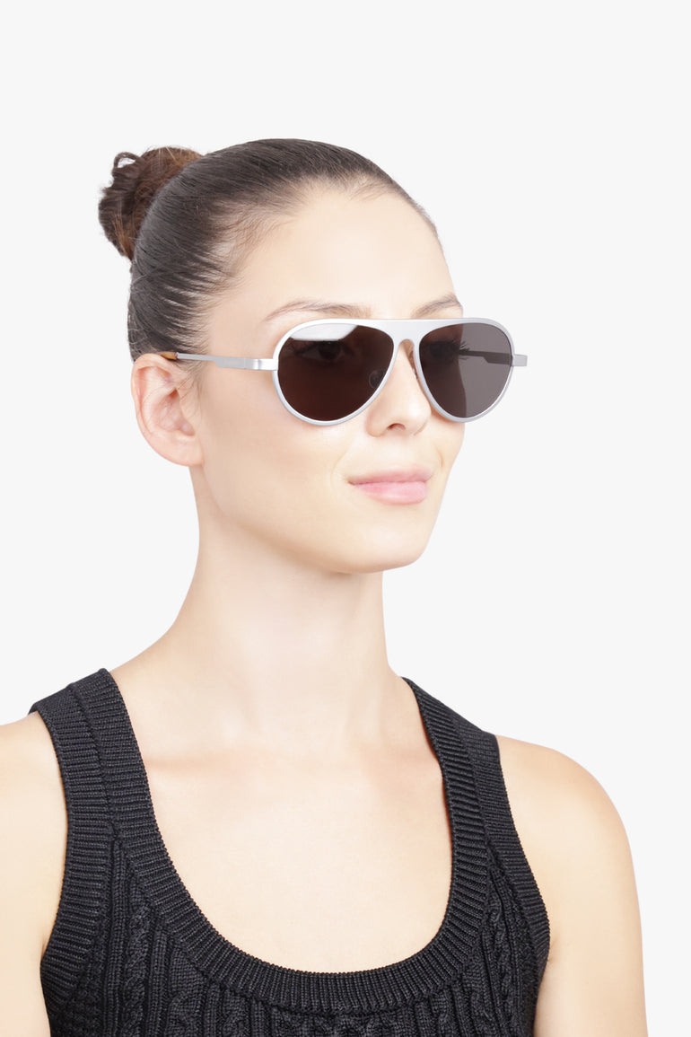 JW ANDERSON SUNGLASSES SILVER / Silver JWA05 Aviator Sunglasses | Silver